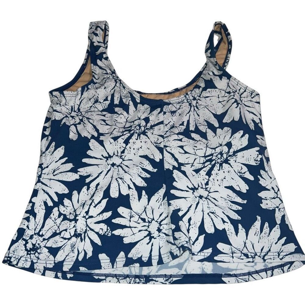 Newport News Blue & White Floral Tankini Top - Size 12 - Picture 2 of 8